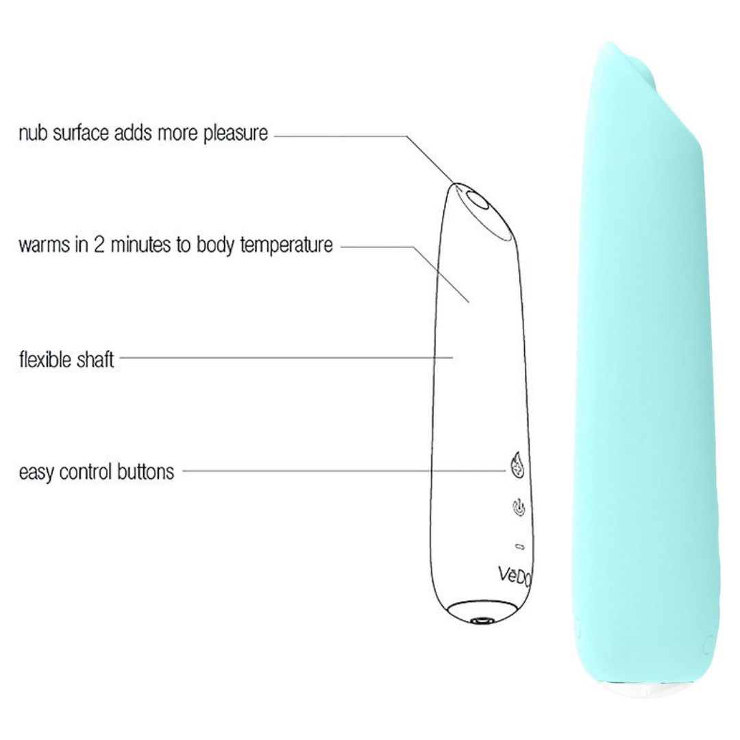 VeDO Boom Rechargeable Warming Bullet Vibrator - Turquoise by Condomania.com