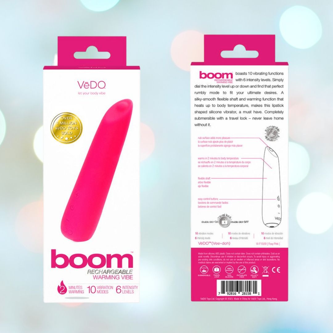 VeDO Boom Rechargeable Warming Bullet Vibrator - Pink by Condomania.com