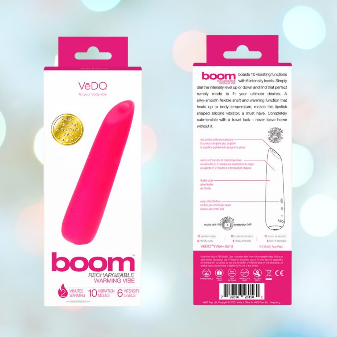 VeDO Boom Rechargeable Warming Bullet Vibrator - Pink by Condomania