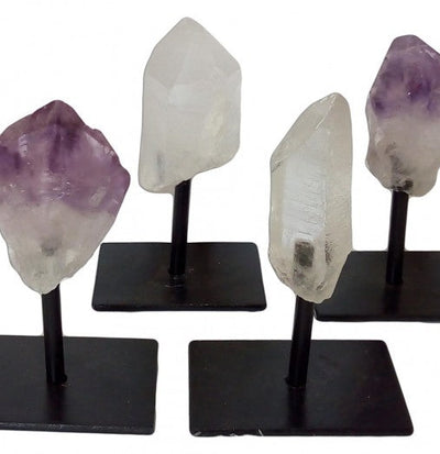 Natural Crystal Point on Metal Stand by Whyte Quartz