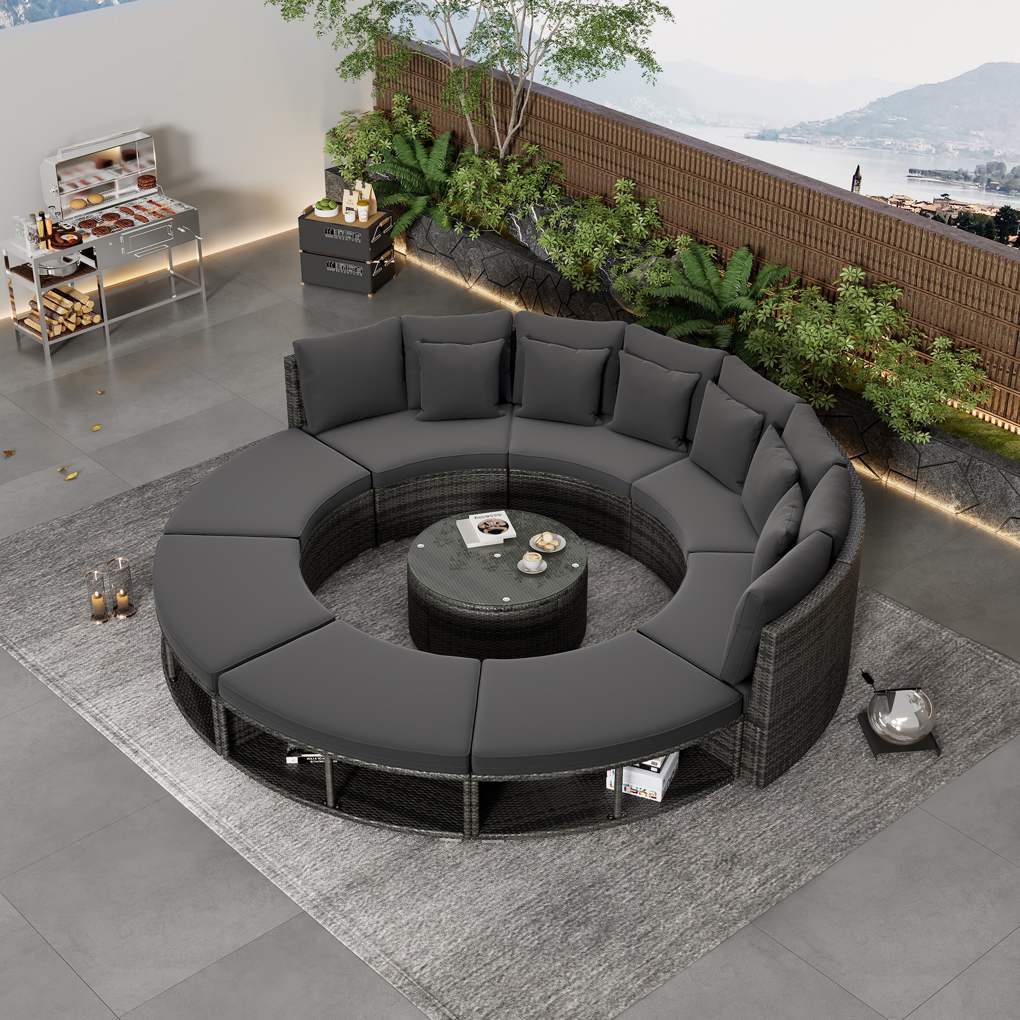 9-Piece  Luxury Circular Outdoor Patio Furniture by Blak Hom