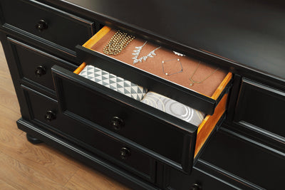 Transitional Black Dresser of 7 Drawers and Jewelry Tray by Blak Hom