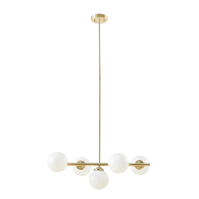 5-Light Chandelier with Frosted Glass Globe Bulbs by Blak Hom