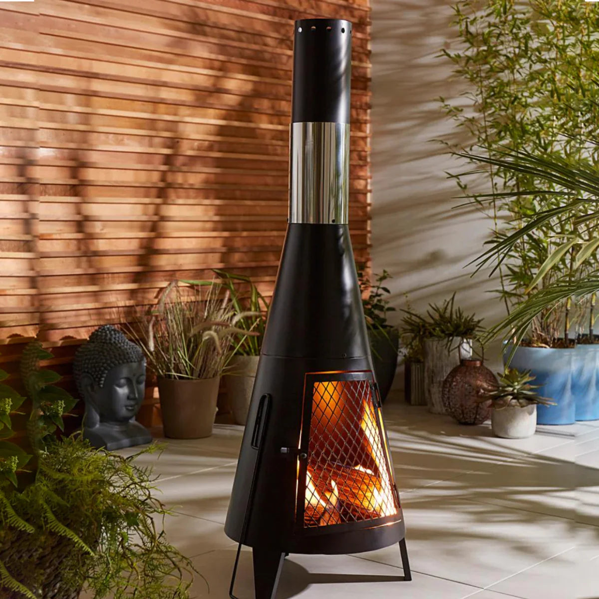 Modern Mesh Chiminea Fireplace by EP Light