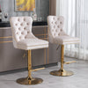 Set of 2 Thick Golden Swivel Velvet Barstools by Blak Hom