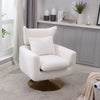 Classic Mid-Century 360-degree Swivel Accent Chair, White Teddy Fabric by Blak Hom