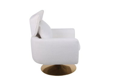 Classic Mid-Century 360-degree Swivel Accent Chair, White Teddy Fabric by Blak Hom