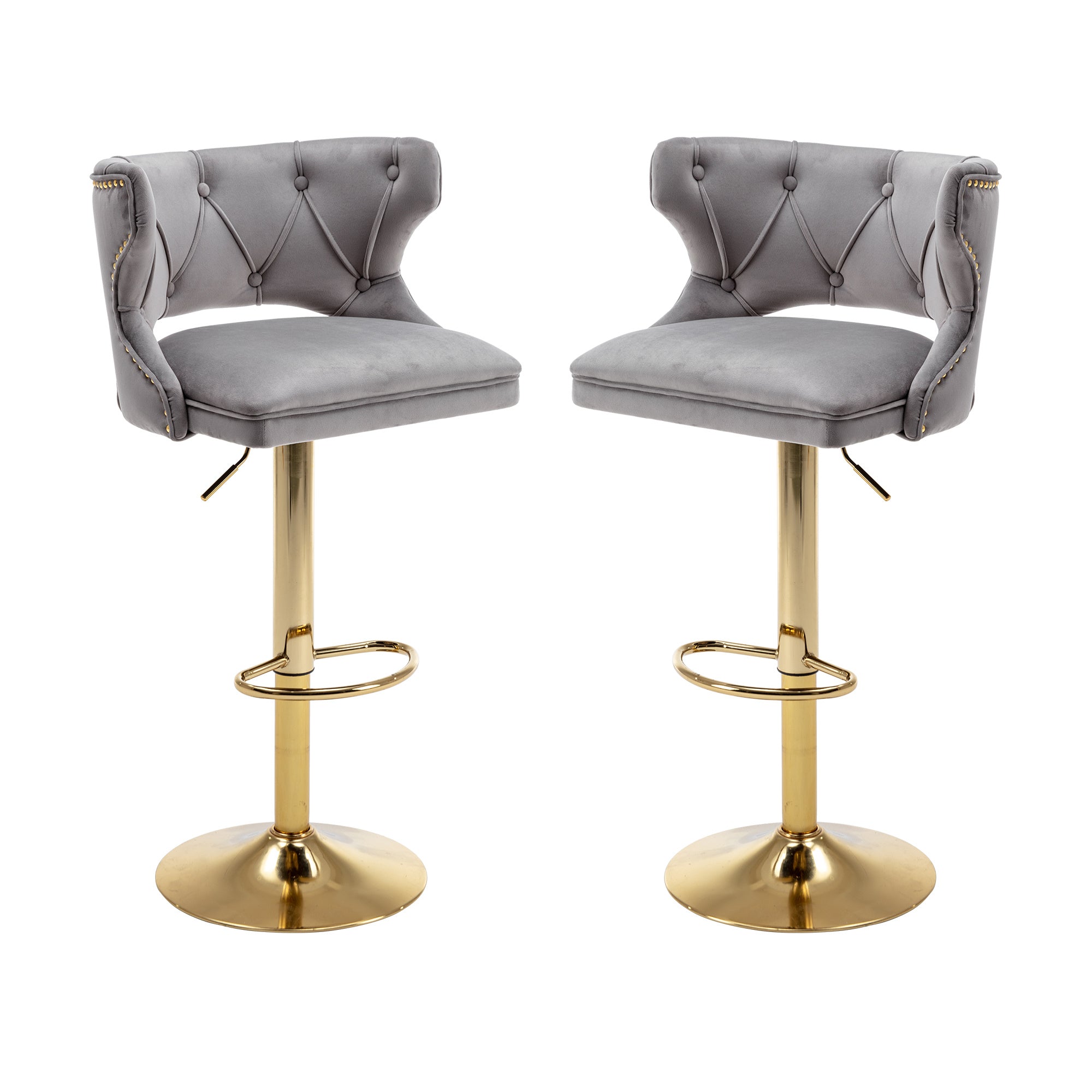 Set of 2 Modern Fashionable Velvet Bar Stools by Blak Hom