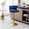 Set of 2 Modern Fashionable Velvet Bar Stools With Back and Footrest by Blak Hom
