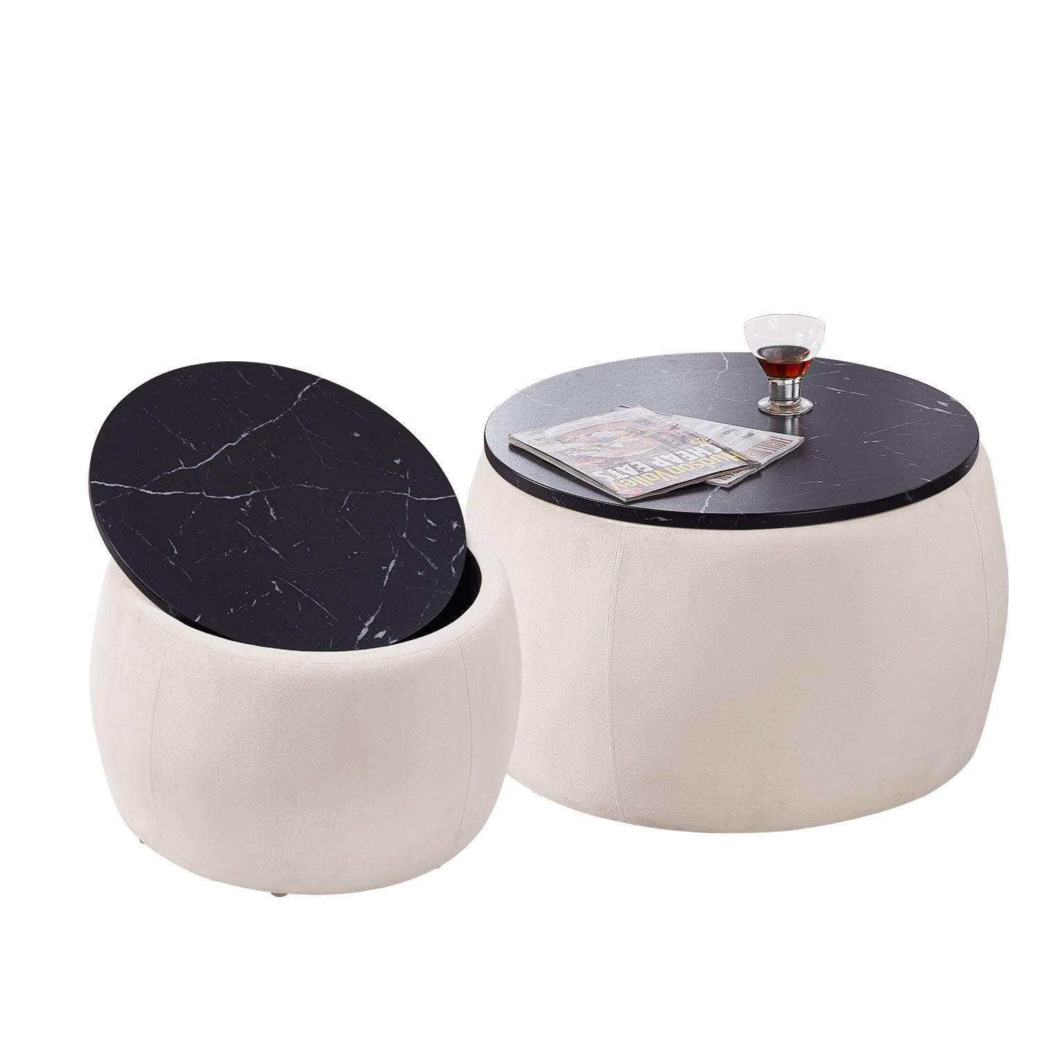 Set of 2 Nesting Round Storage Coffee Tables by Blak Hom