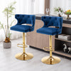 Set of 2 Modern Fashionable Velvet Bar Stools With Back and Footrest by Blak Hom