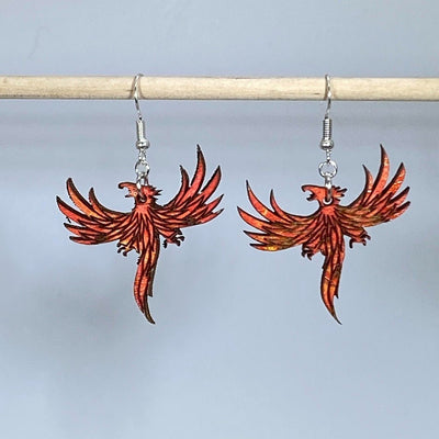 Flaming Phoenix Dangle Earrings by Cate's Concepts, LLC