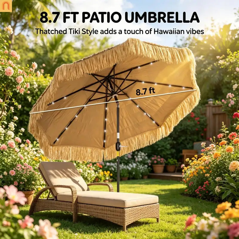 Patio Umbrella Straw Tassel Design Hawaiian Style 104-Inch