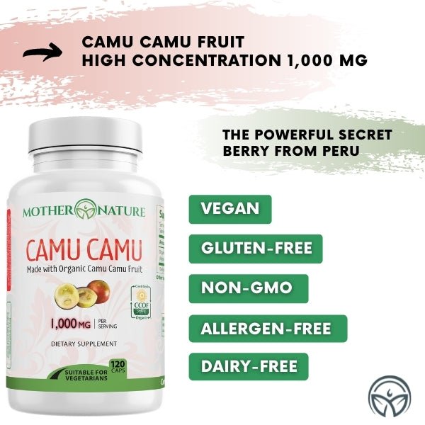 Camu Camu Berry Vitamin C Capsules by Mother Nature Organics - Nellie's Way Beauty, Inc.
