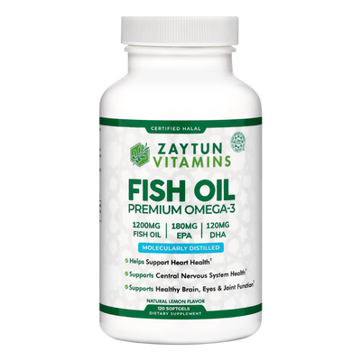 Halal Fish Oil Omega-3 (Halal Gelatin) Softgels by Zaytun Vitamins