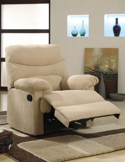 Arcadia Recliner (Motion) in Beige Microfiber 00626