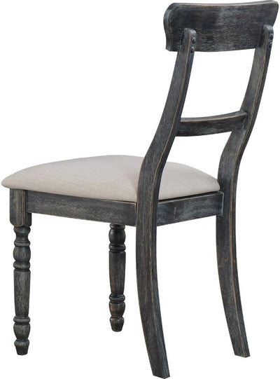 Leventis Side Chair (Set-2) in Light Brown Linen & Weathered Gray 74642