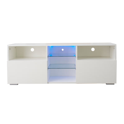 20 color LED Light, TV Stand Entertainment Center (White)