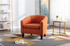 accent Barrel chair living room chair with nailheads and solid wood legs Orange  linen