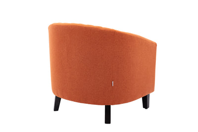 accent Barrel chair living room chair with nailheads and solid wood legs Orange  linen