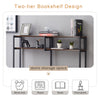 Home Office 52" Computer Desk with Hutch and Shelves, Black Metal Frame Brown Desk