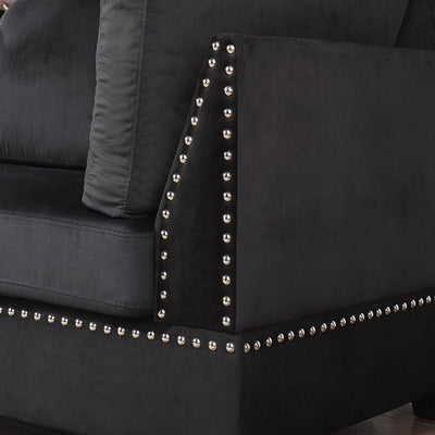Reversible Sectional Sofa Space Saving with Storage Ottoman Rivet Ornament L-shape Couch for Small or Large Space Dorm Apartment
