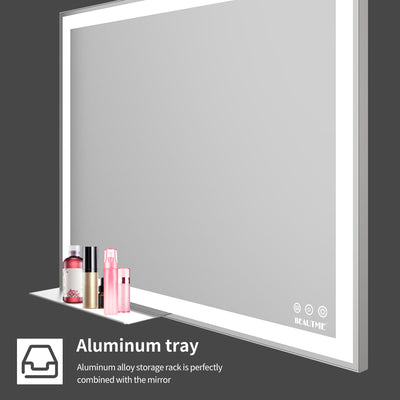 LED Bathroom Vanity Mirror Wall Mounted Adjustable White/Warm/Natural Lights Anti-Fog Touch Switch with Memory