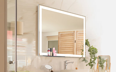 LED Bathroom Vanity Mirror Wall Mounted Adjustable White/Warm/Natural Lights Anti-Fog Touch Switch with Memory