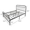 Victorian Vintage Style Platform Metal Bed Frame Foundation Headboard Footboard Heavy Duty Steel Slabs Full Black