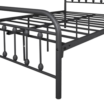 Victorian Vintage Style Platform Metal Bed Frame Foundation Headboard Footboard Heavy Duty Steel Slabs Full Black