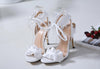 Cross Bandage High Heels Sandals Women Pumps Thin Heel Ruffle Lace Up Summer Shoes by A Bit Unique Boutique