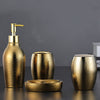 4 Pieces Golden Ceramic Bathroom Set by Blak Hom