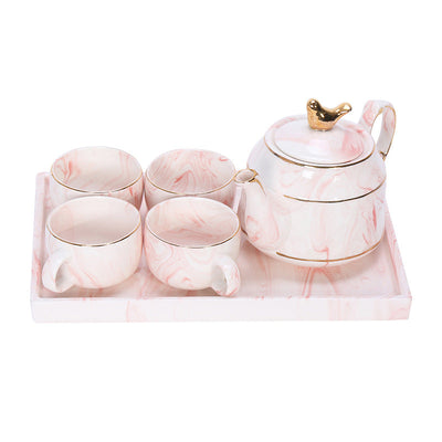 6 Pieces Marble  Ceramic Tea Set by Blak Hom