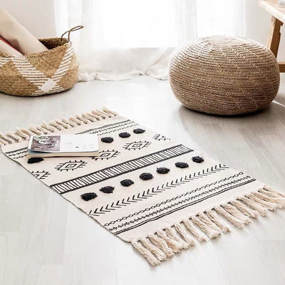 Retro Bohemian Hand Woven Tassel Carpet Rug