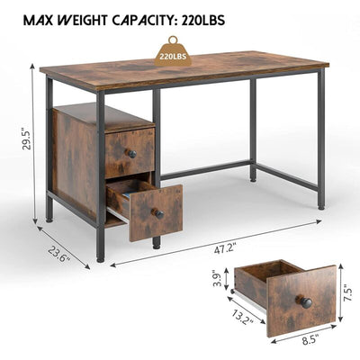 47" Computer Desk with 2 Drawers for Home Office by Plugsus Home Furniture