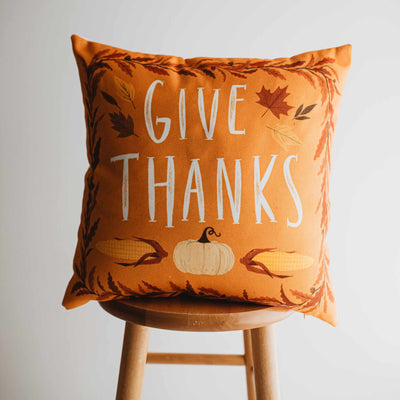 Primitive Give Thanks Throw Pillow Cover