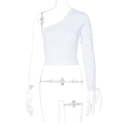Land of Nostalgia One-Shoulder Women's Bandage Sexy Crop Tops by Land of Nostalgia