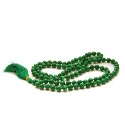 108 Malachite Mala Beads Necklace -  Japa Mala - Japa Neklace - Tassel Necklace by OMSutra