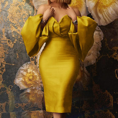 Women Dress Tube Top Sexy Strapless Stylish Off Shoulder Oversized Lantern Long Sleeve Fashion African Night Party Dresses Robes by A Bit Unique Boutique
