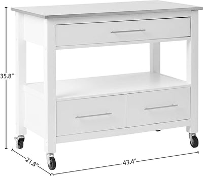 Ottawa Kitchen Cart, Stainless Steel & White 98330