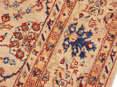 Oriental Ziegler Rolanda Tan/Blue Wool Rug - 8'0'' x 9'10'' by Bareens Designer Rugs