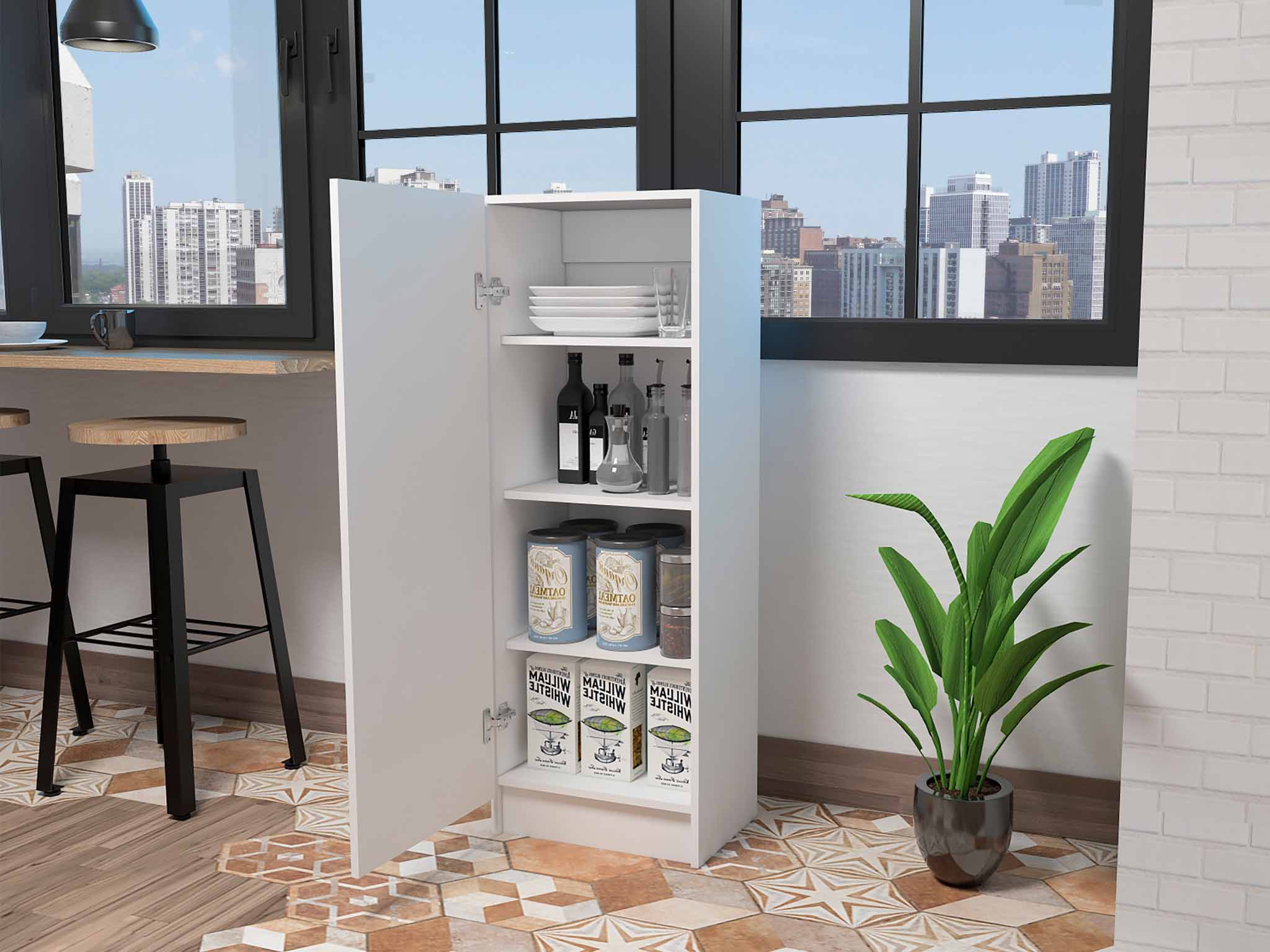 Miami, Signle Door Pantry, Four Shelves by FM FURNITURE