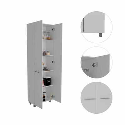Pensacola Double Door Pantry Cabinet, Five Interior Shelves