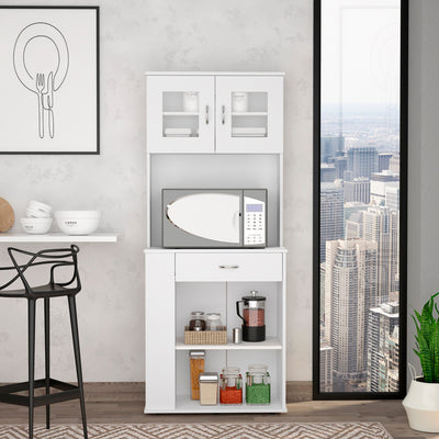 Poole Pantry Cabinet, Three Side Small  Shelves, One Drawer, Double Door Cabinet, Four Adjustable Metal Legs by FM FURNITURE