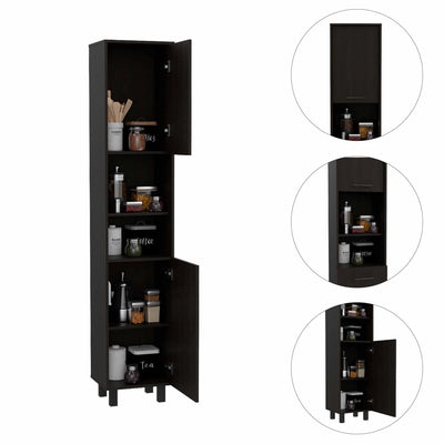 Sheffield Pantry Cabinet, Two Cabinets, Two Open Shelves by FM FURNITURE