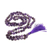 108 Natural Amethyst Mala Prayer Beads Japa Mala Tassel Necklace by OMSutra