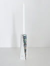 White Marble Rainbow Mother of Pearl Candle Holder by Anaya