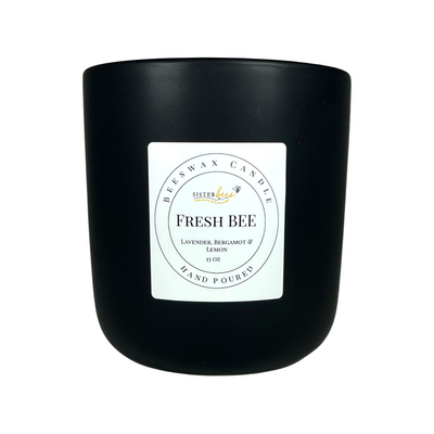 "Fresh Bee" Beeswax Candle - Farmhouse Style Glass Jar by Sister Bees