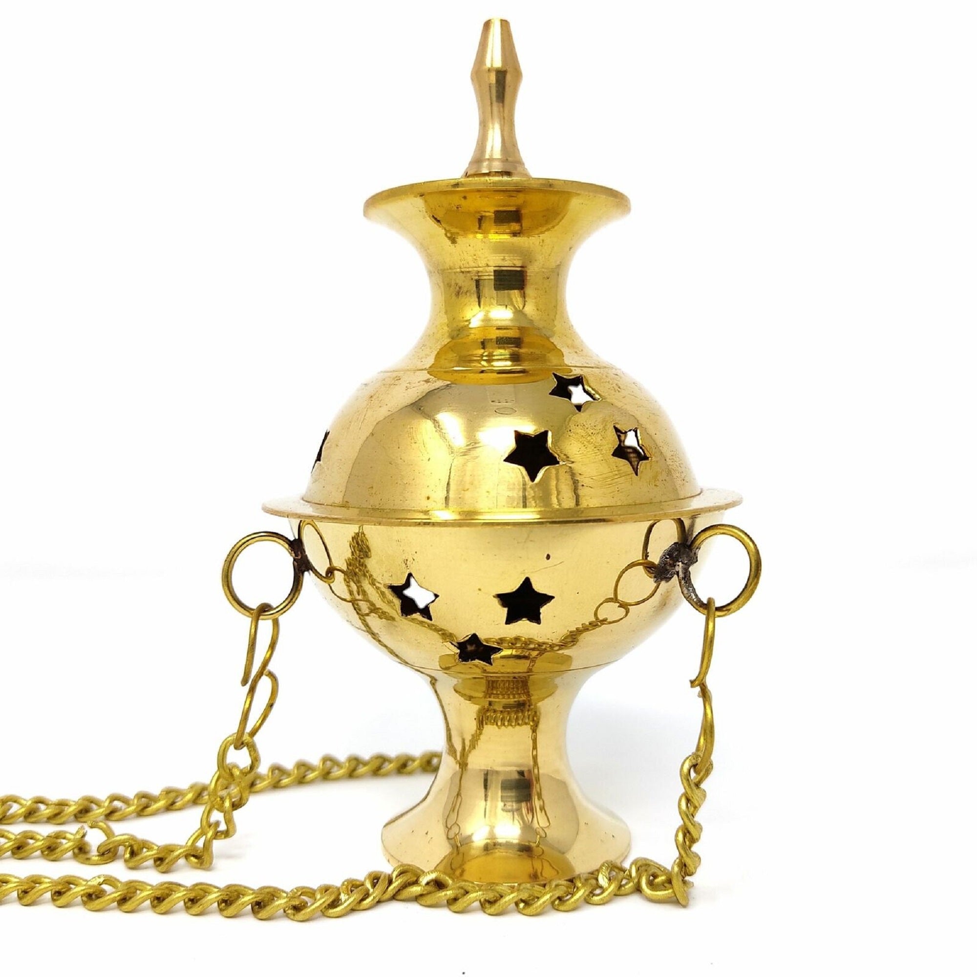 Hanging Brass Burner for cone incense and resins-  4