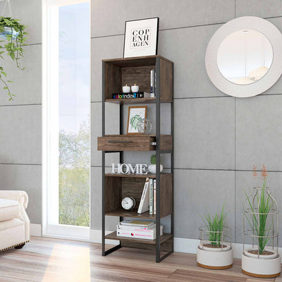 Manhattan Bookcase, Four Shelves, One Drawer by FM FURNITURE